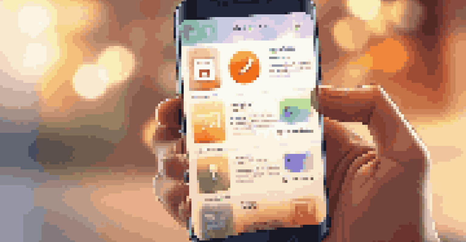 A close-up of a smartphone showing user ratings and comments on a mobile app, with a hand reaching to touch the screen.