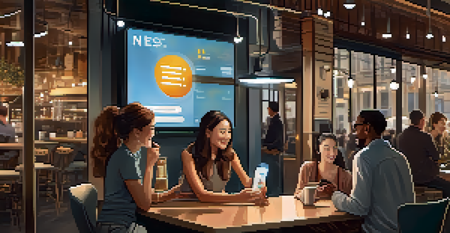 A person making a mobile payment using voice recognition in a cafe.