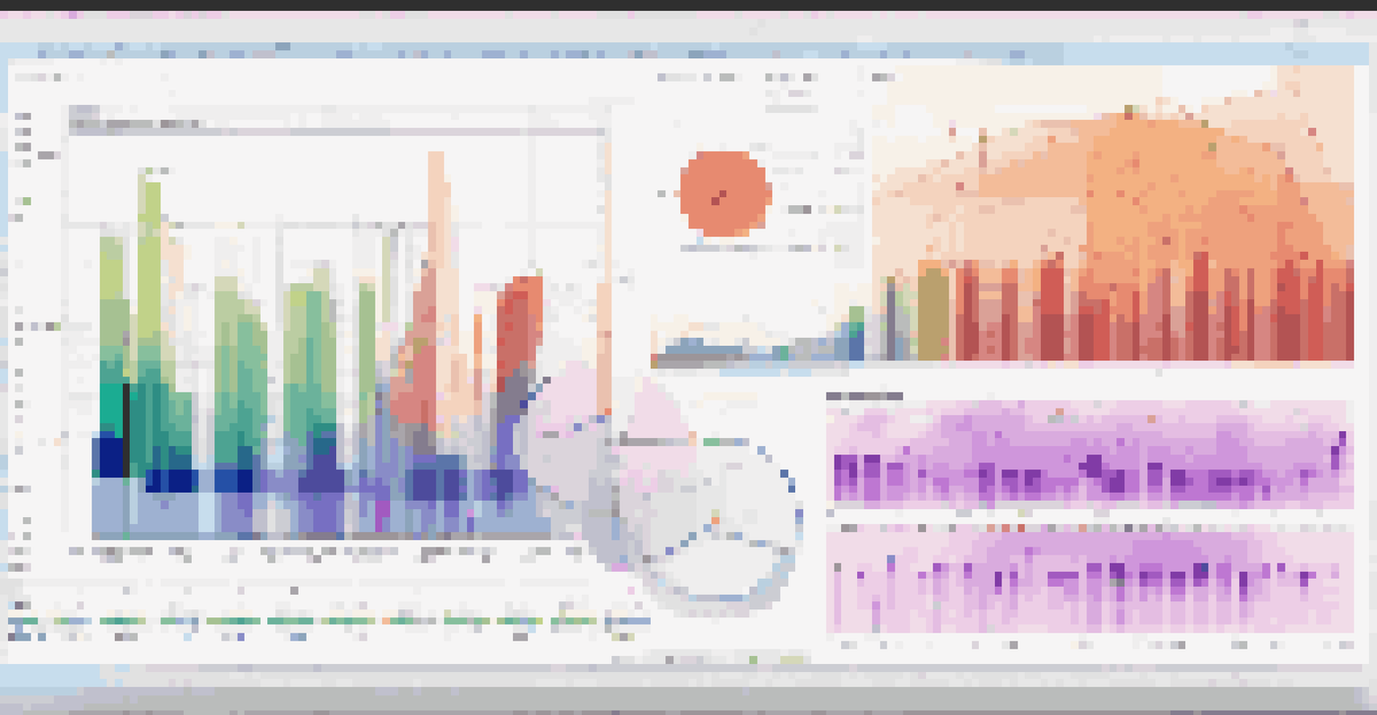 A computer screen showing a detailed data visualization with various charts and graphs in vibrant colors.