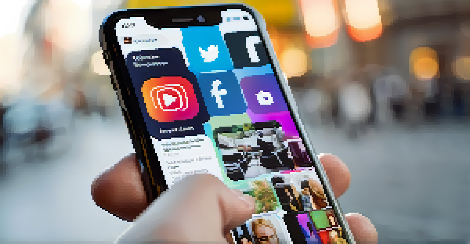 A close-up of a smartphone showing social media analytics with colorful engagement metrics in a blurred background.