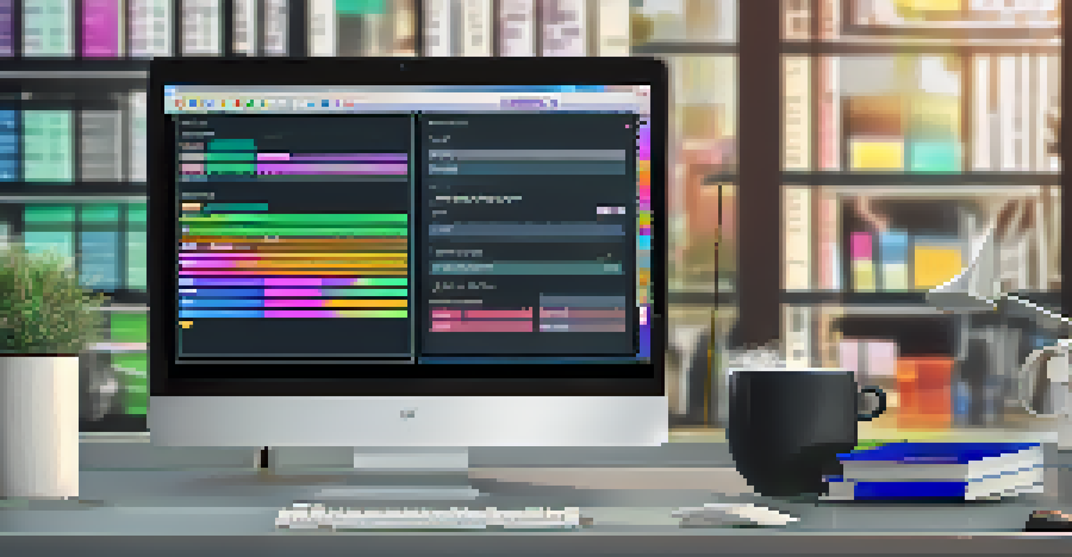 Close-up of a computer screen displaying a tagging and file naming system for digital assets in a cozy workspace.