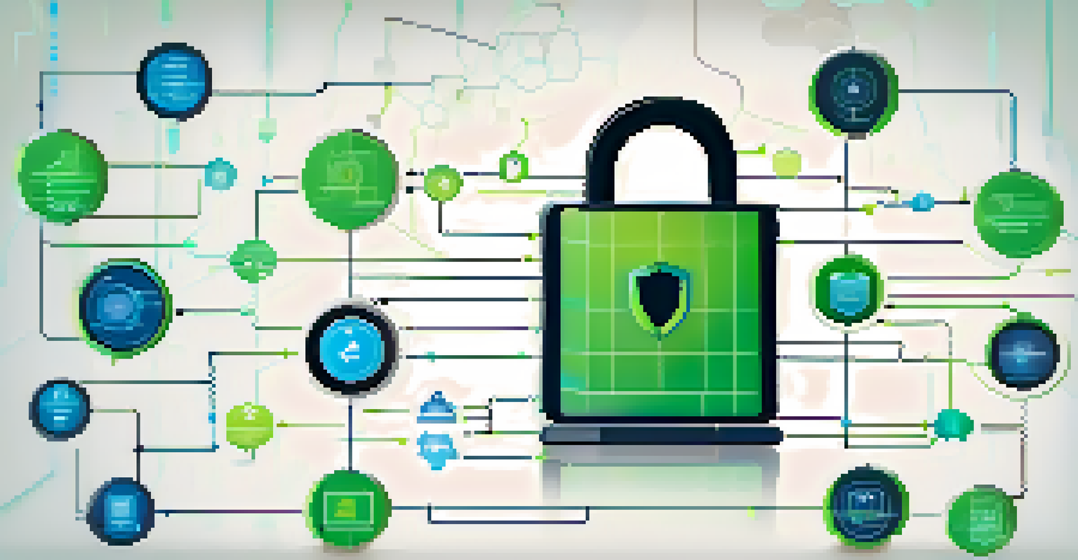 An infographic illustrating telematics data security concepts with padlocks, shield icons, and data streams in a blue and green color palette.