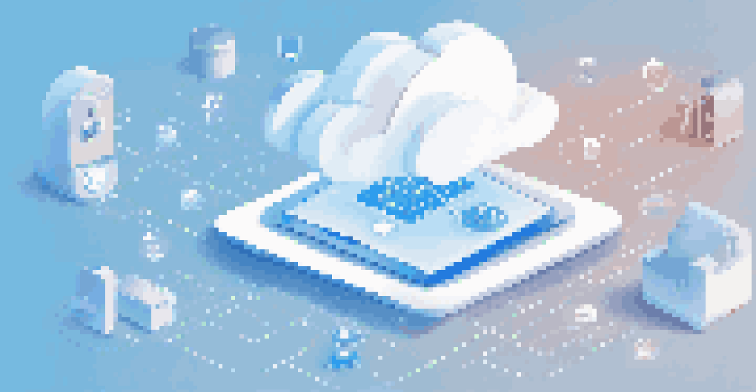 An infographic showing secure file sharing concepts with icons for encryption and user access around a cloud symbol.