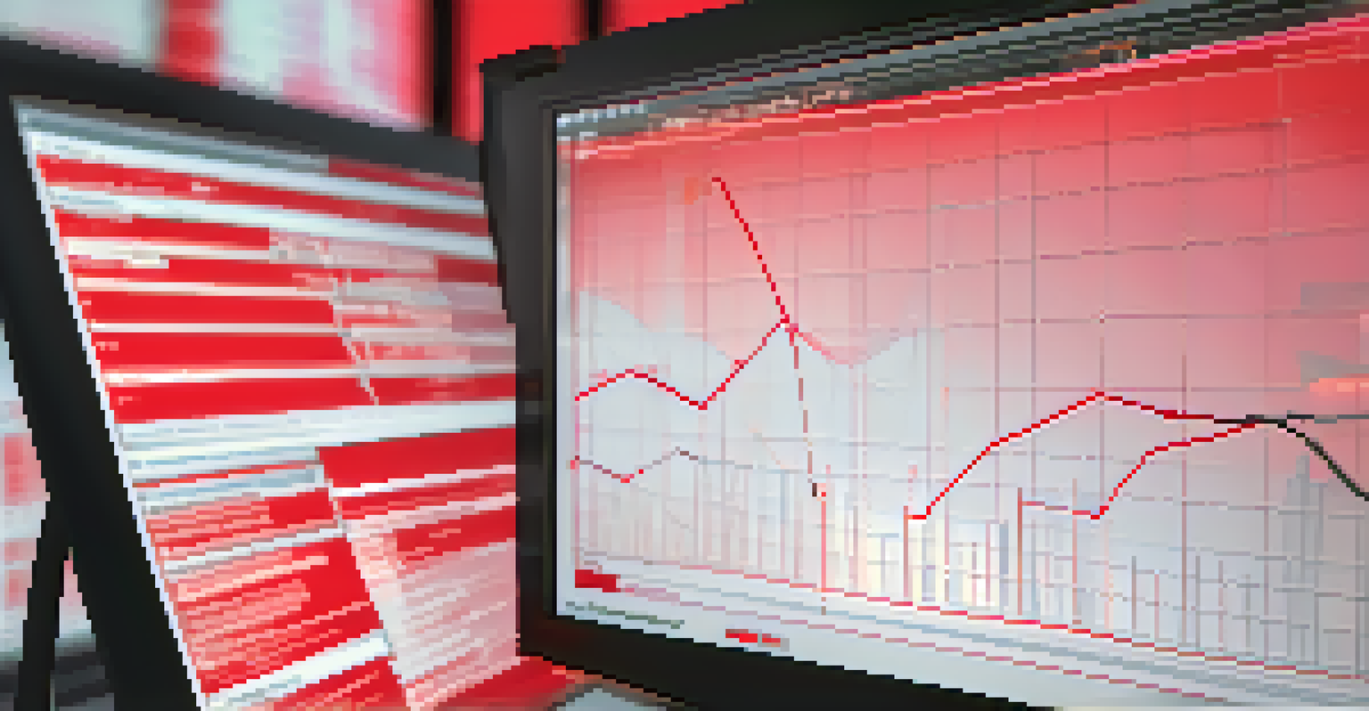 Close-up of a computer screen showing user activity patterns with anomalies highlighted in red.