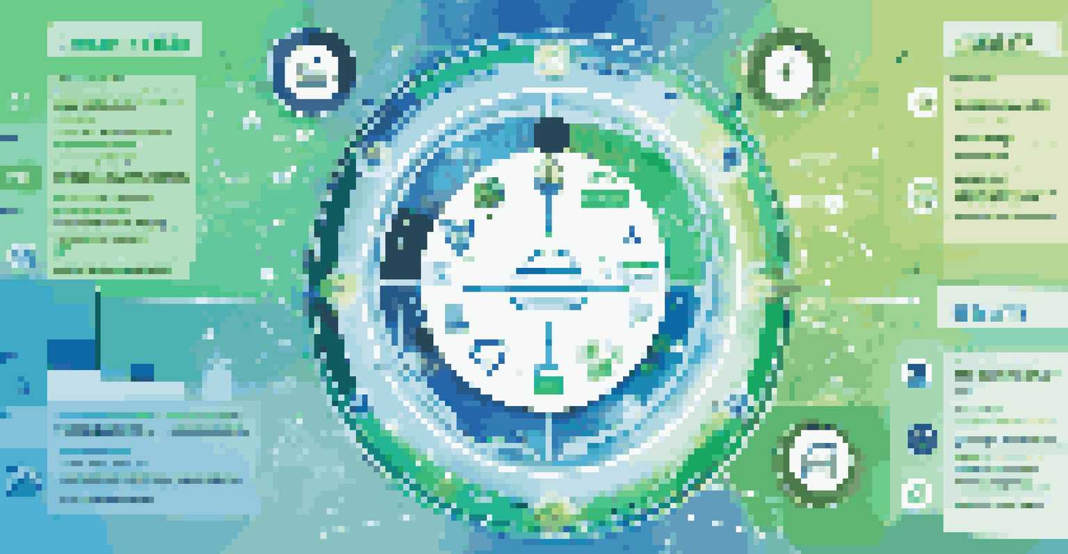 An infographic depicting a shield representing data security, surrounded by icons of privacy, feedback, and communication in vibrant colors.