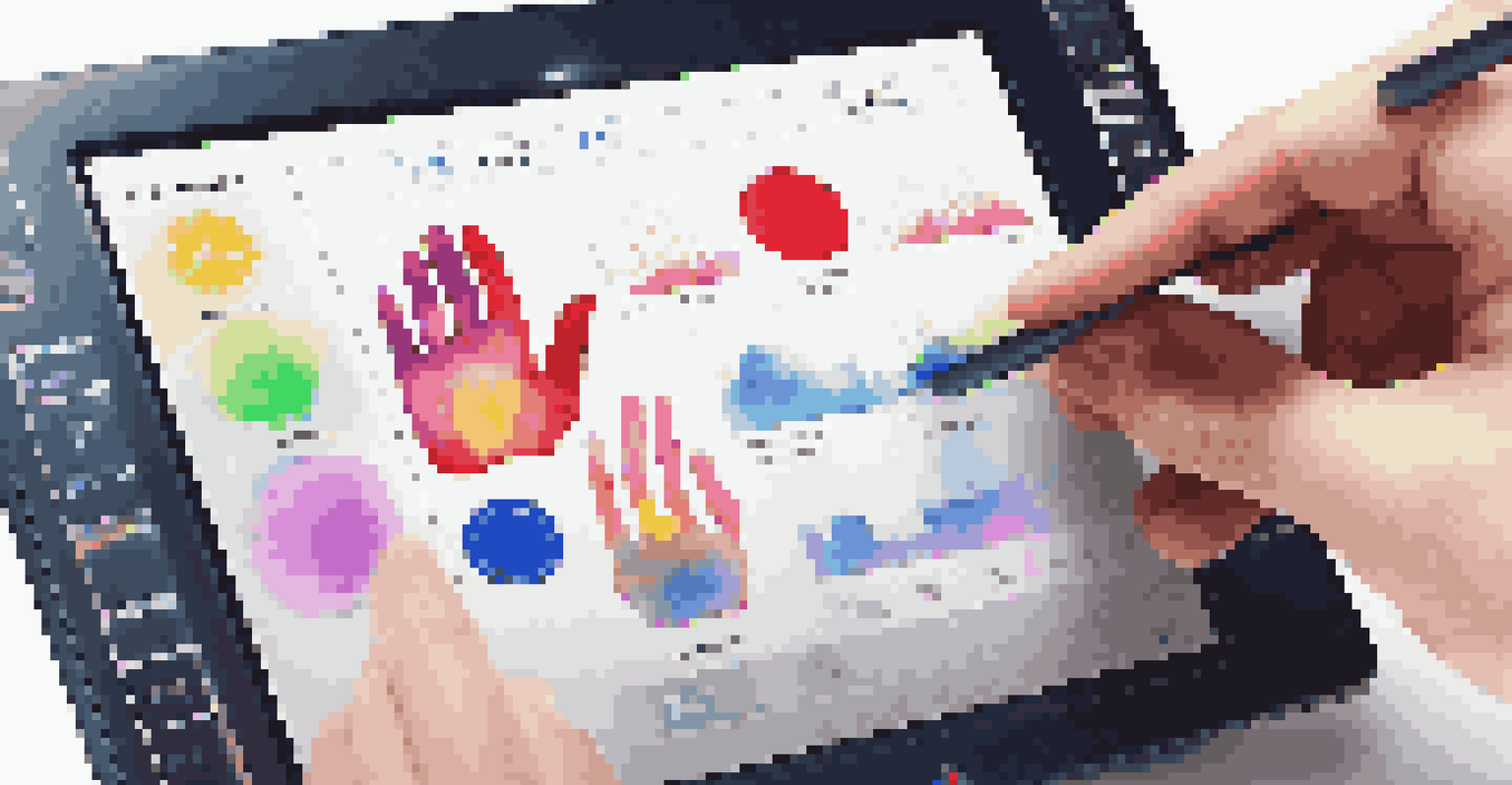 A close-up of a user's hands interacting with a touchscreen device displaying an app interface during usability testing.