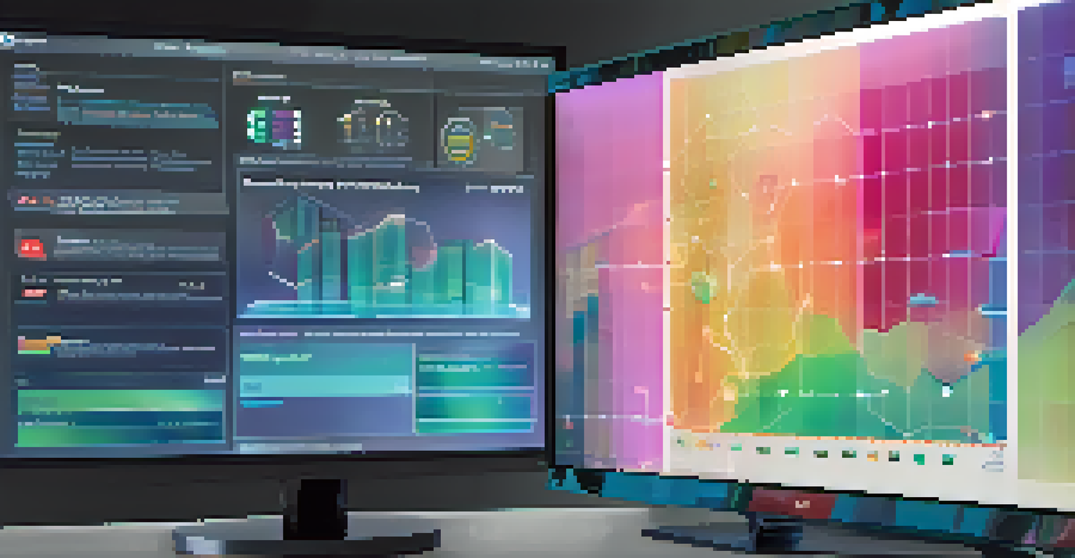 A close-up of a computer screen showing an interactive interface explaining AI decisions with colorful graphics.