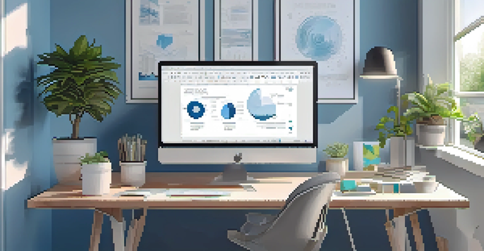 A modern workspace featuring a desk with dual monitors, UX design sketches, and natural light coming from a window.