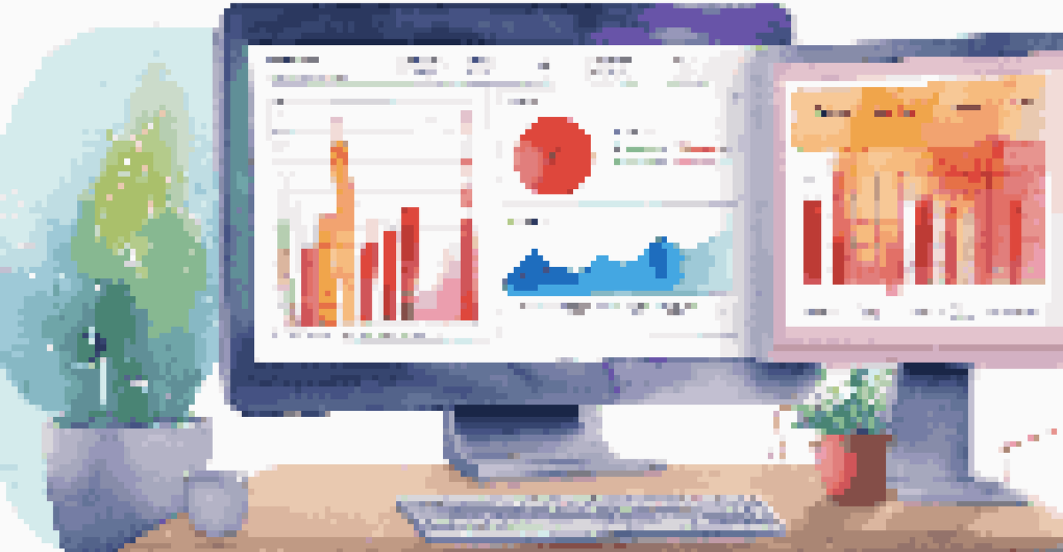 A close-up of a computer screen with user satisfaction metrics and colorful graphs, showing analytics dashboards.