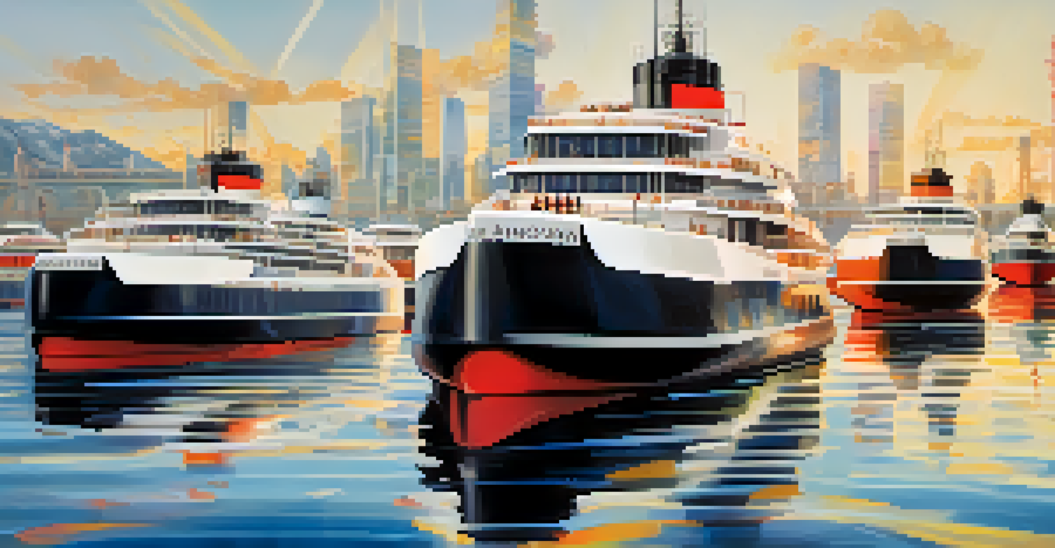 Illustration showing small boats representing microservices and a large ship representing monolithic architecture.