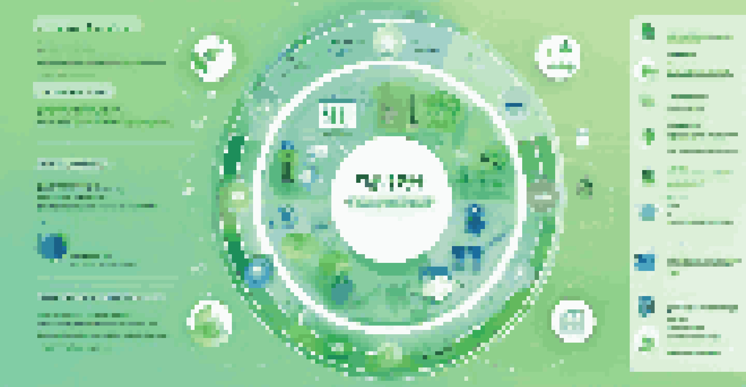 An infographic showcasing the principles of sustainable software development with icons and a green and blue color palette.