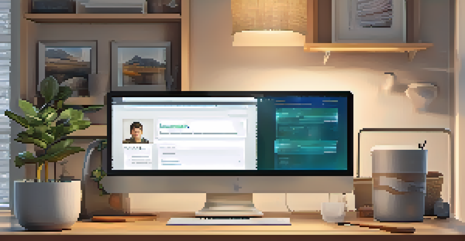 A cozy home office with a close-up of a computer screen showing a login page with multi-factor authentication, surrounded by personal items.