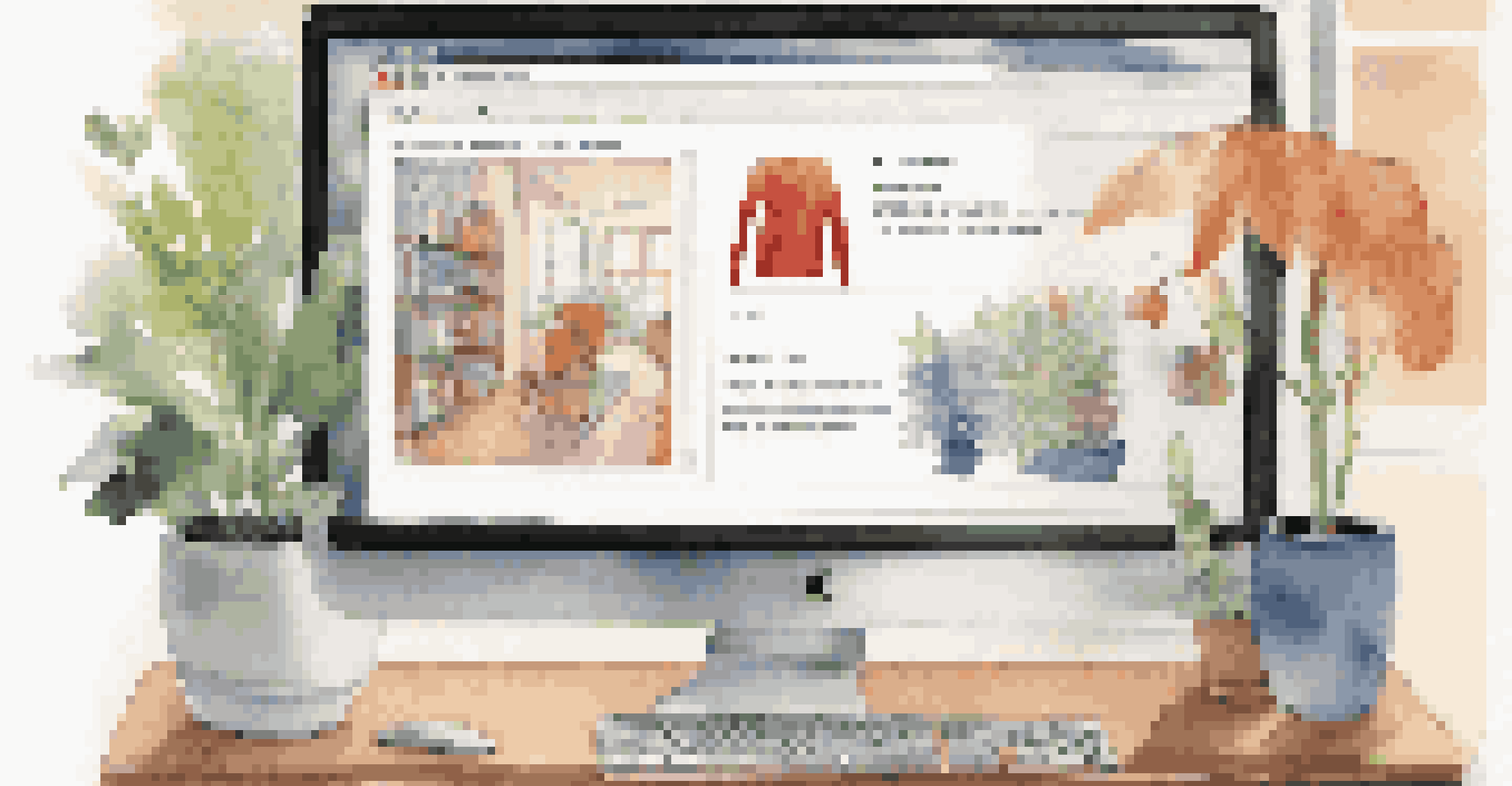 A computer screen displaying a personalized website interface with tailored product recommendations in a well-lit workspace.