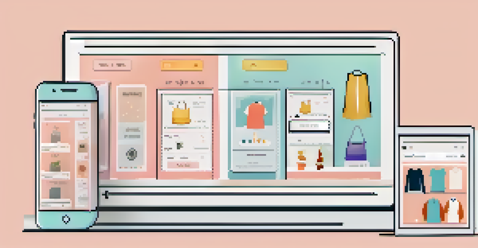 An elegant e-commerce website interface with personalized product recommendations and a friendly chatbot icon, set against a pastel background.