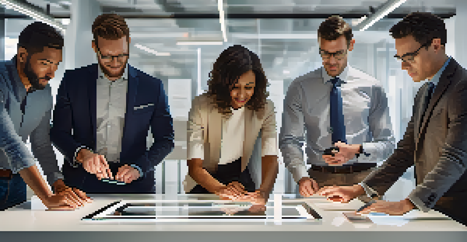 A diverse group of individuals using finger vein recognition scanners in a modern office, showcasing a secure access process.