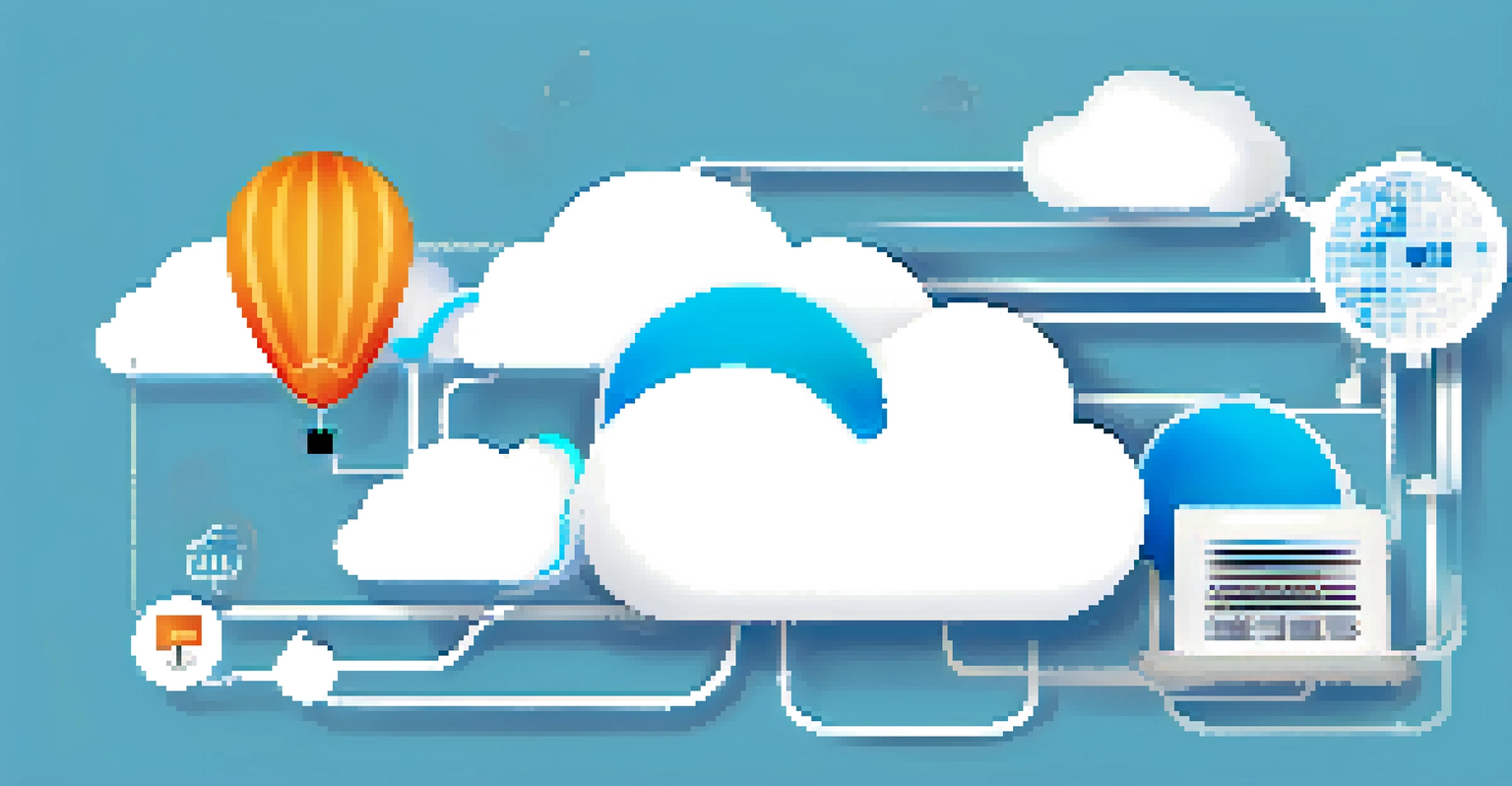 An infographic showing a balloon inflating and deflating with cloud service icons around it.