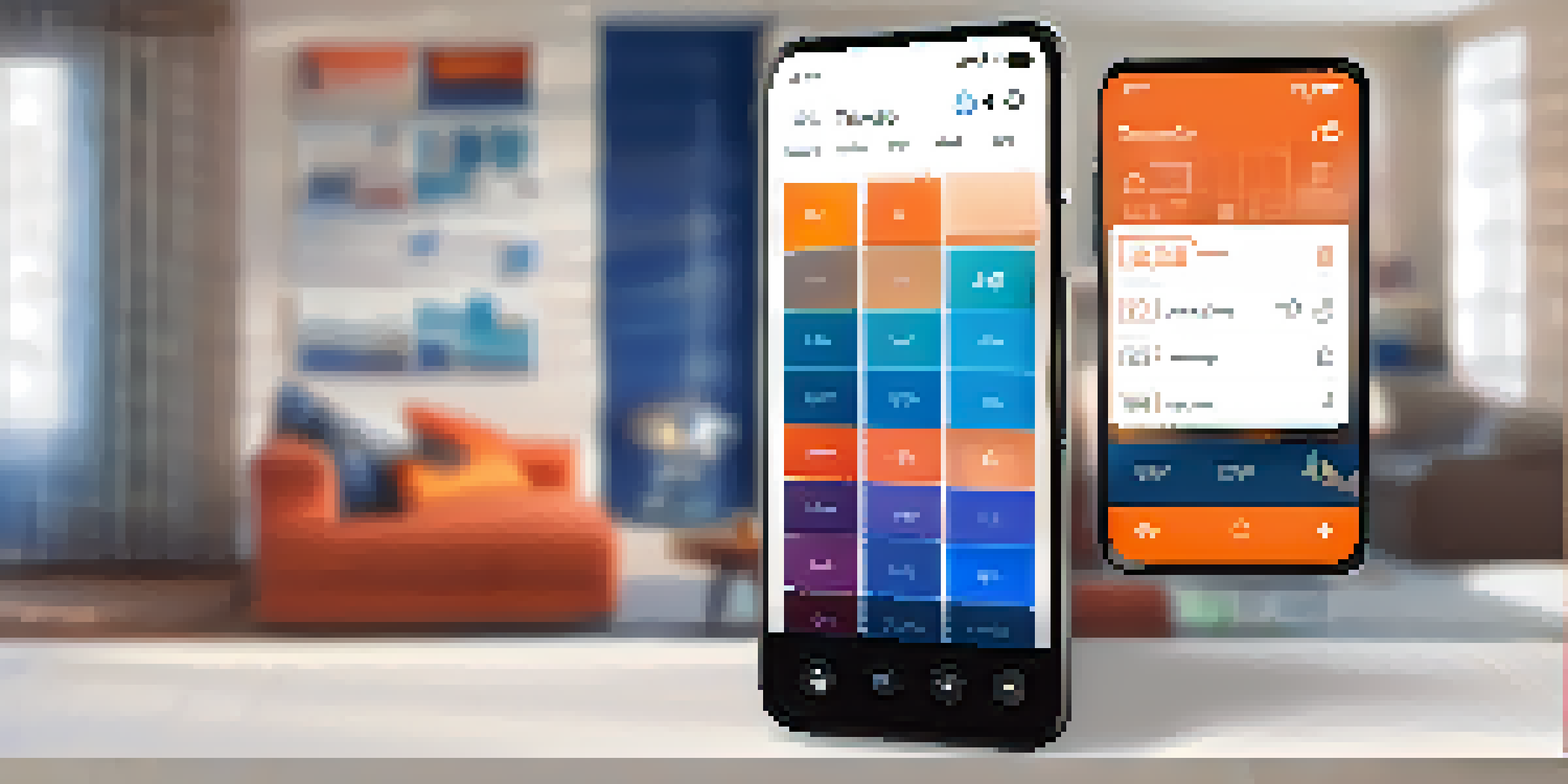 A modern smartphone displaying a music streaming app interface with vibrant colors and clear icons.
