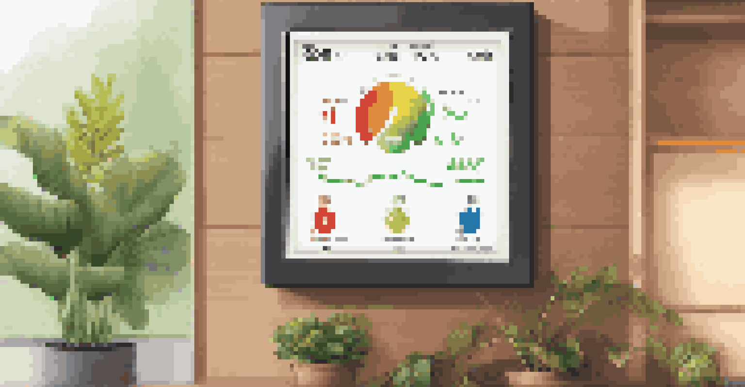 A close-up of a smart energy meter in a cozy living room, showing real-time energy usage data on a digital screen.
