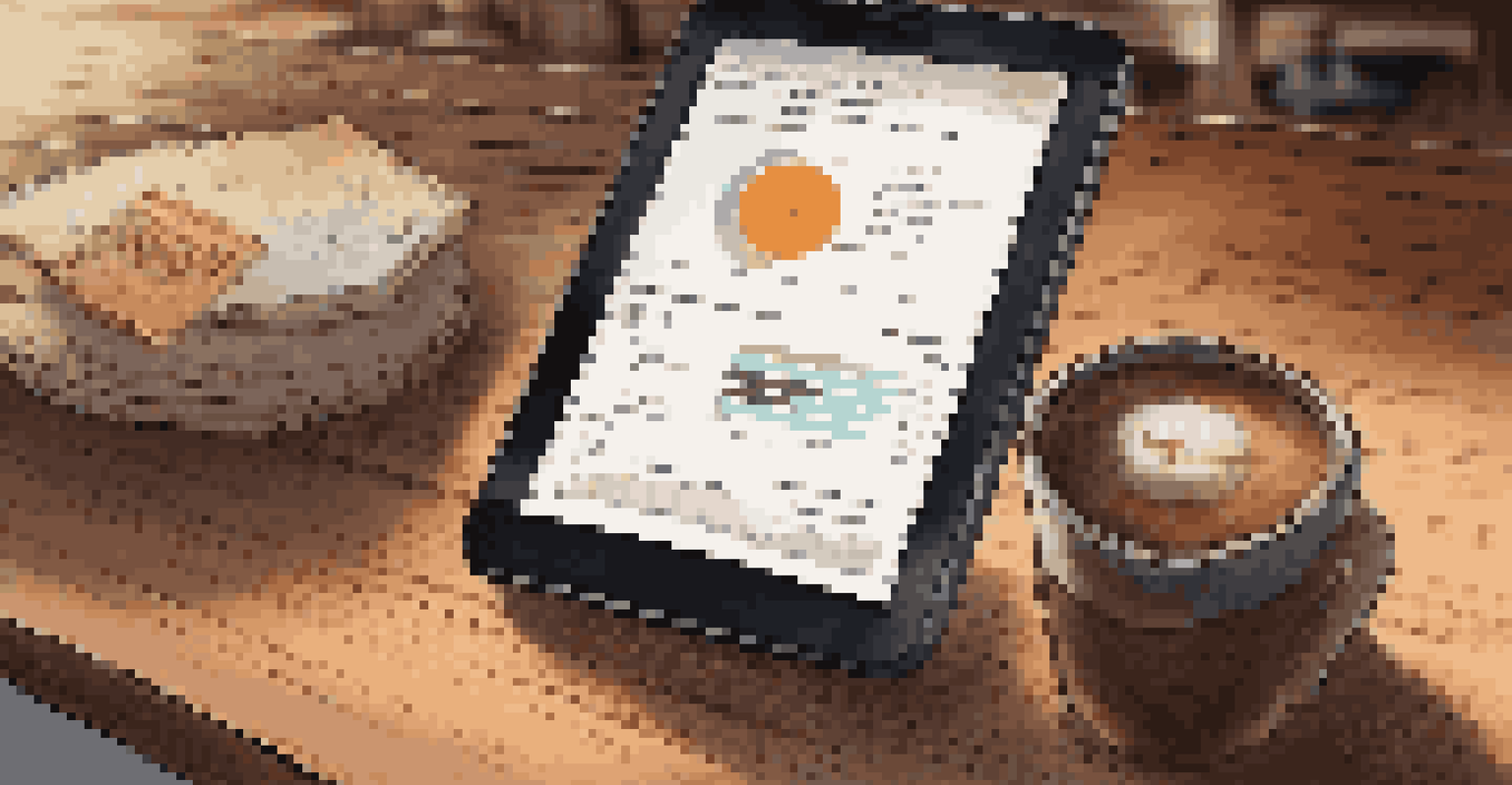 A tablet displaying a blockchain transaction interface on a wooden desk with a cup of coffee and a notepad.