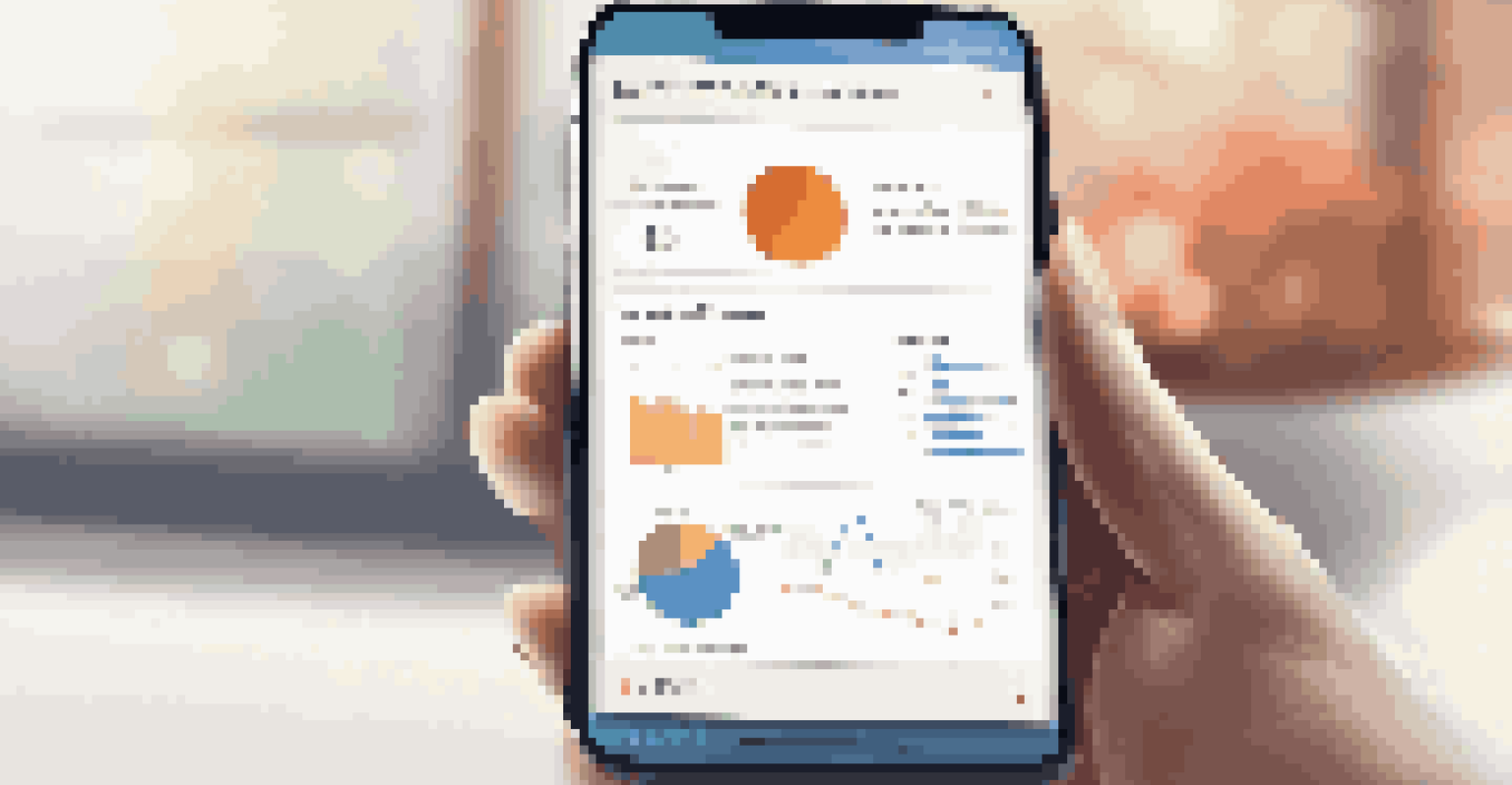 A close-up of a smartphone displaying a CRM app interface with customer data and analytics.
