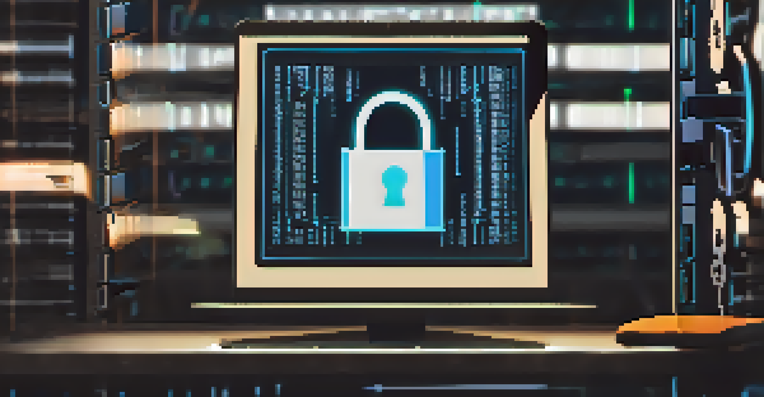 A close-up of a computer screen displaying a locked digital vault interface, illuminated in a dark workspace.