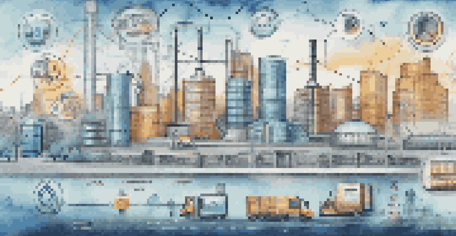 An infographic showing various critical infrastructure services connected by digital lines, highlighting cybersecurity.