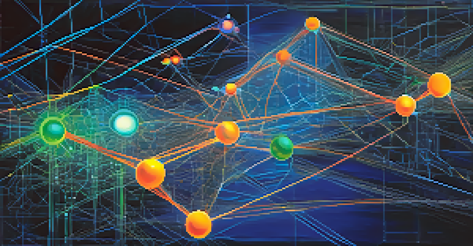 An abstract image of a neural network diagram with glowing nodes and a digital circuit background, representing machine learning.