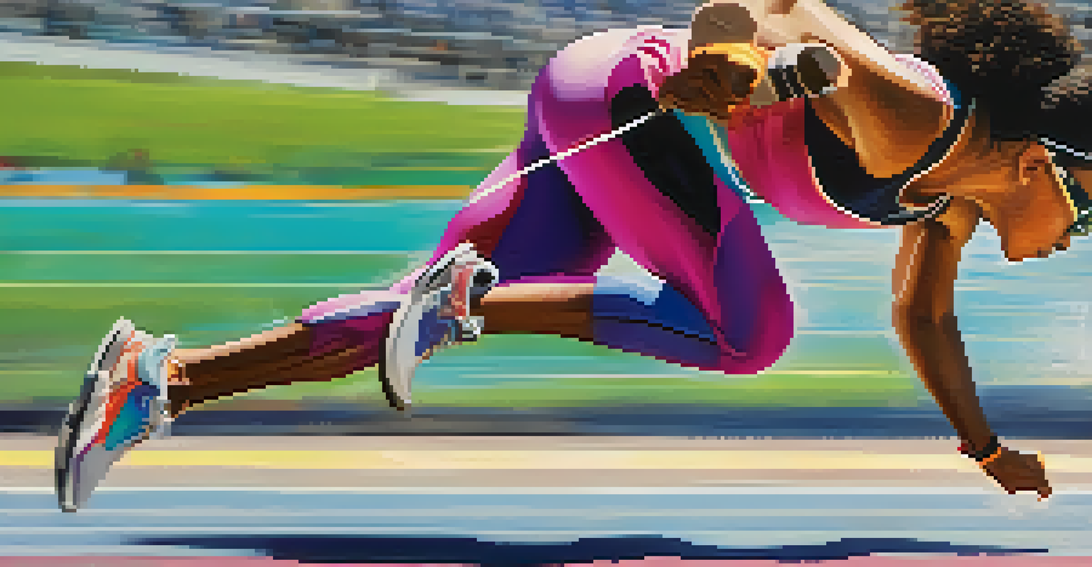 An athlete running on a track with high-tech smart shoes, demonstrating dynamic movement.