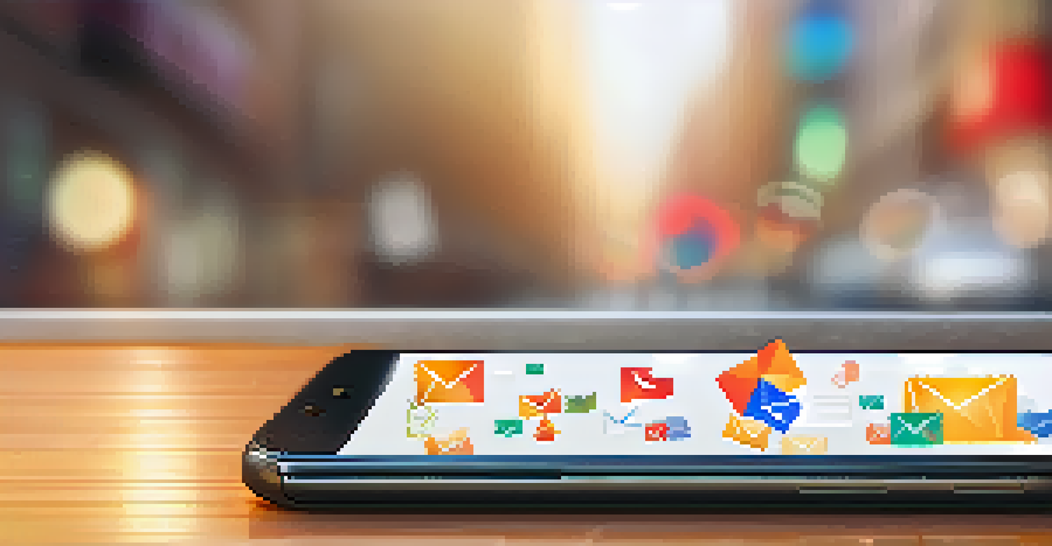 A close-up of a smartphone showing an engaging email design on its screen.