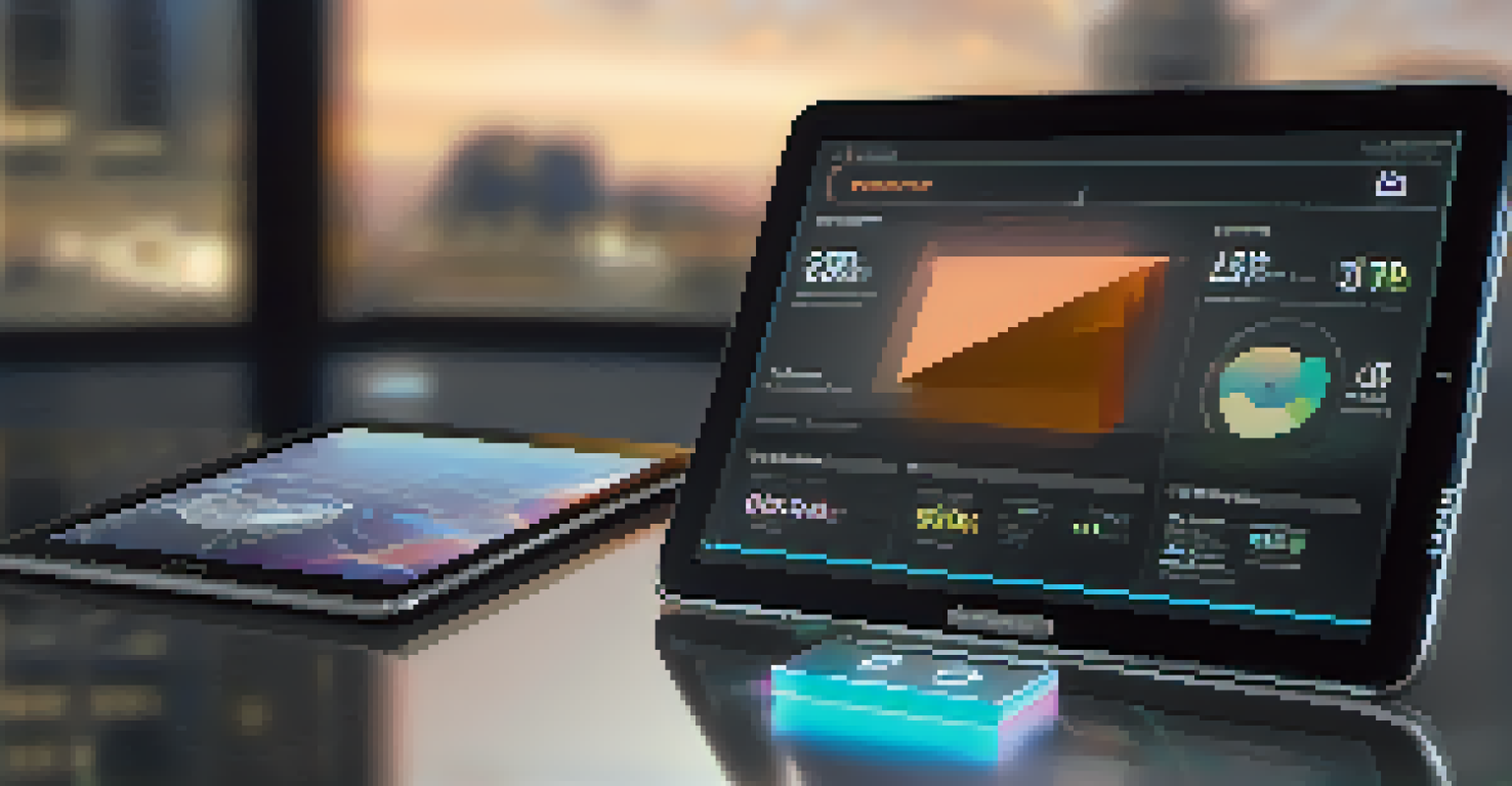 A close-up view of a tablet displaying a digital twin interface with performance metrics.