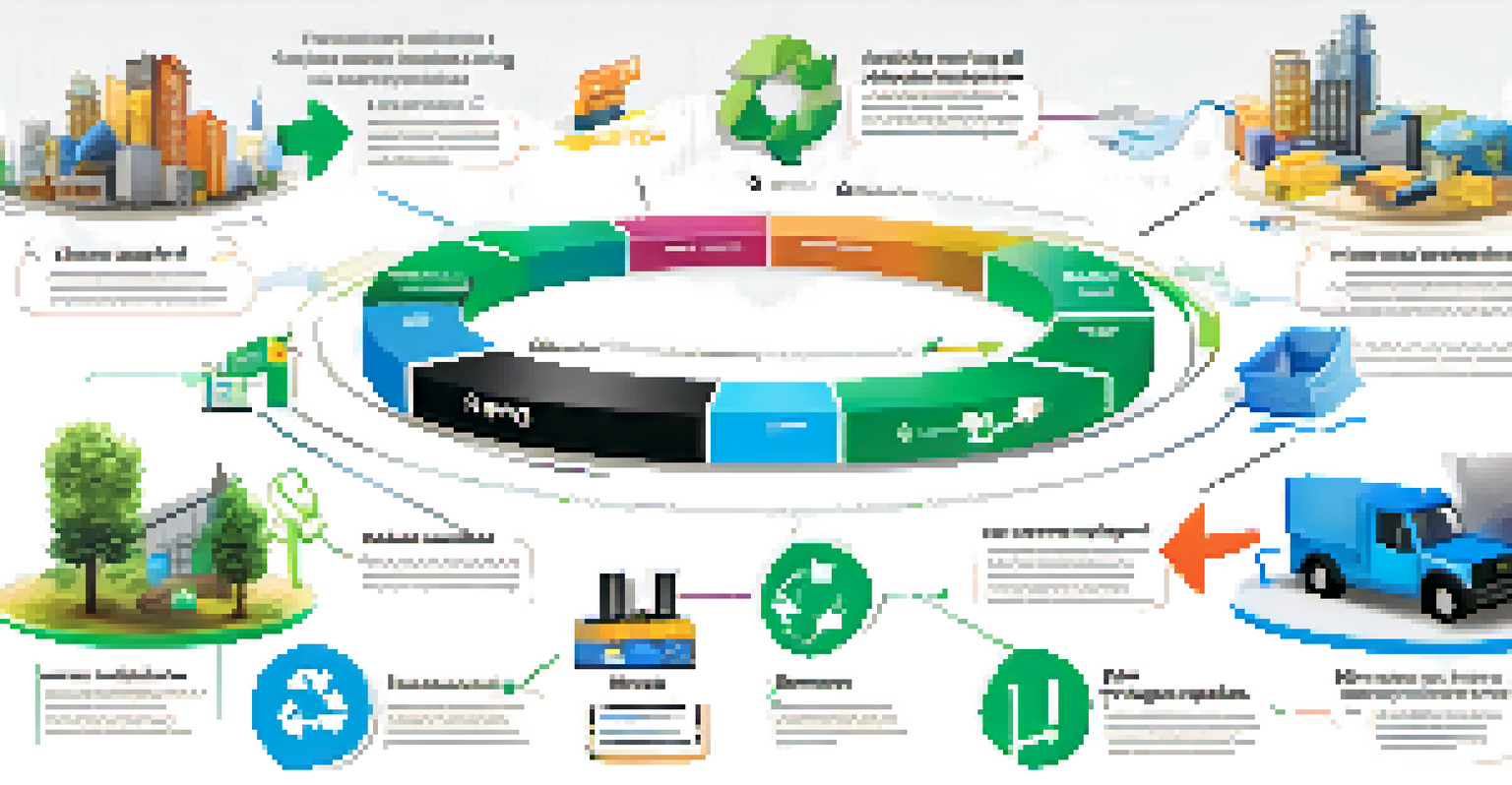 An infographic showing the lifecycle of a product in a circular economy with blockchain elements.