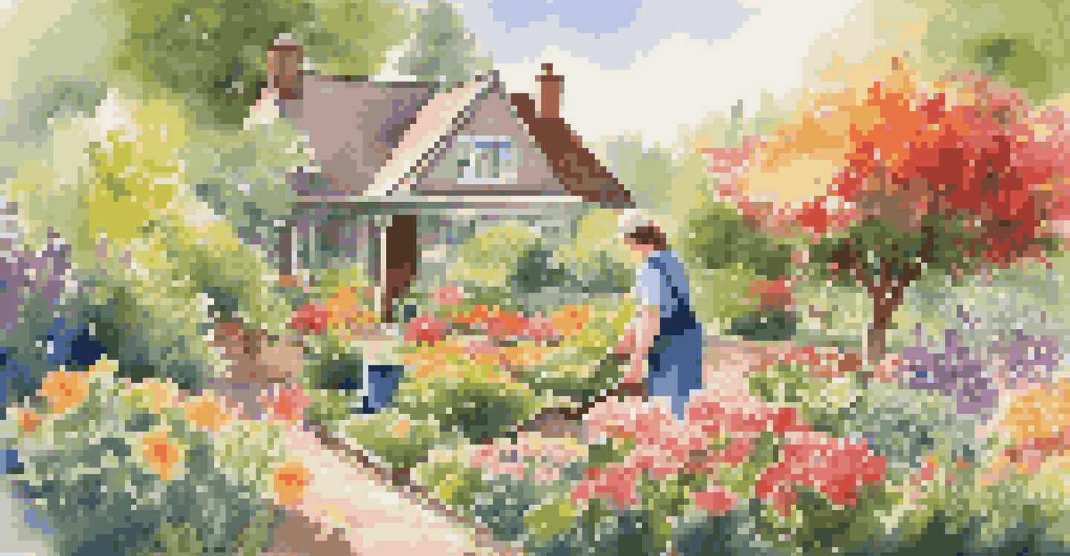 A gardener nurturing blooming flowers in a vibrant garden, symbolizing customer retention and care.