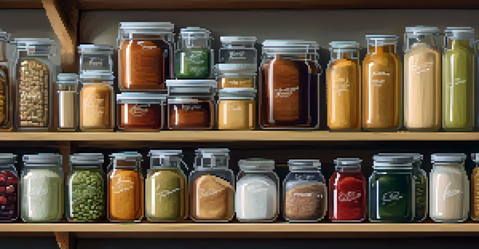 A well-organized pantry showcasing neatly labeled jars and containers, representing optimal inventory management.