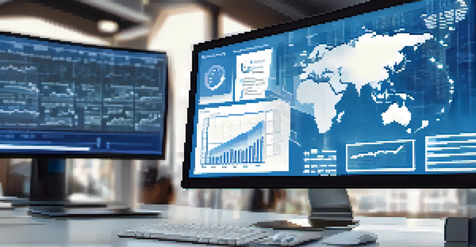 A computer screen showing a cloud migration dashboard with graphs and metrics in a modern office setting.