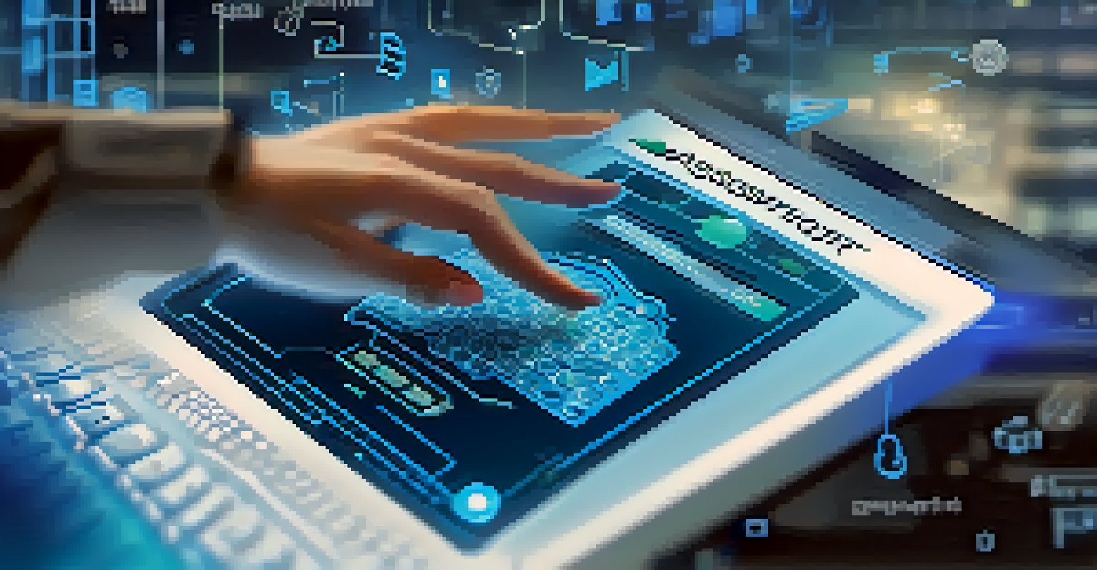 A close-up of a hand entering a password on a digital pad, with security icons in the background.