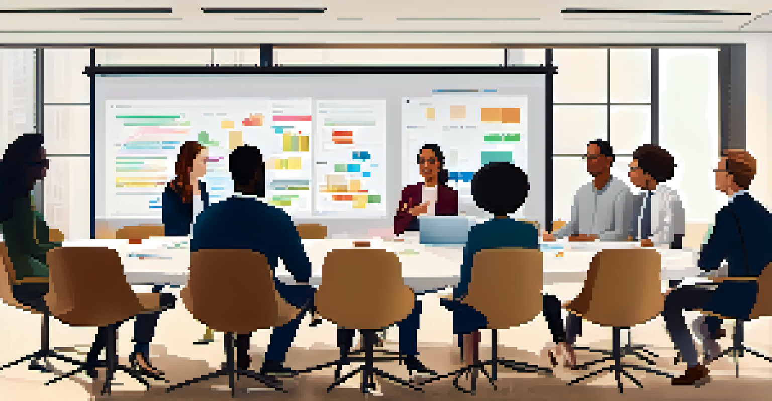 A diverse group of professionals collaborating in a meeting around a conference table.