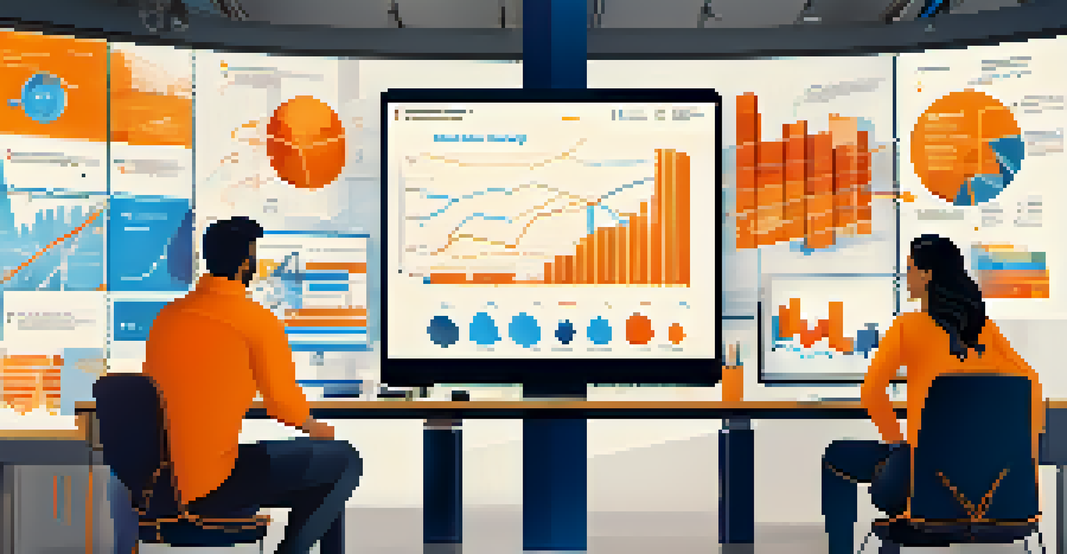 A digital marketing team collaborating in a modern office, with AI-driven insights displayed on a screen, highlighting teamwork and innovation.