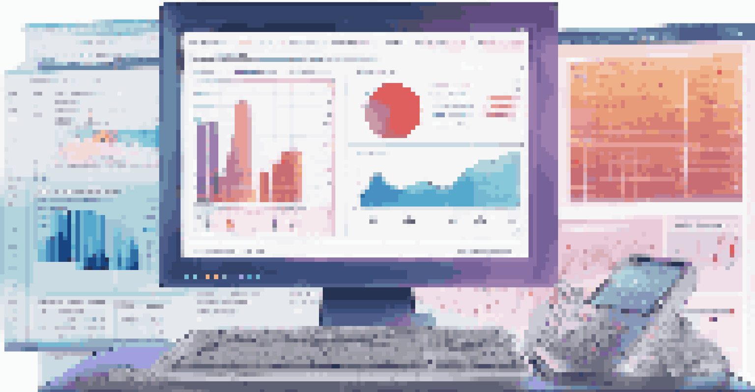 A close-up of a computer screen showing AI algorithms and data analytics for financial risk assessment, with colorful graphs and models.