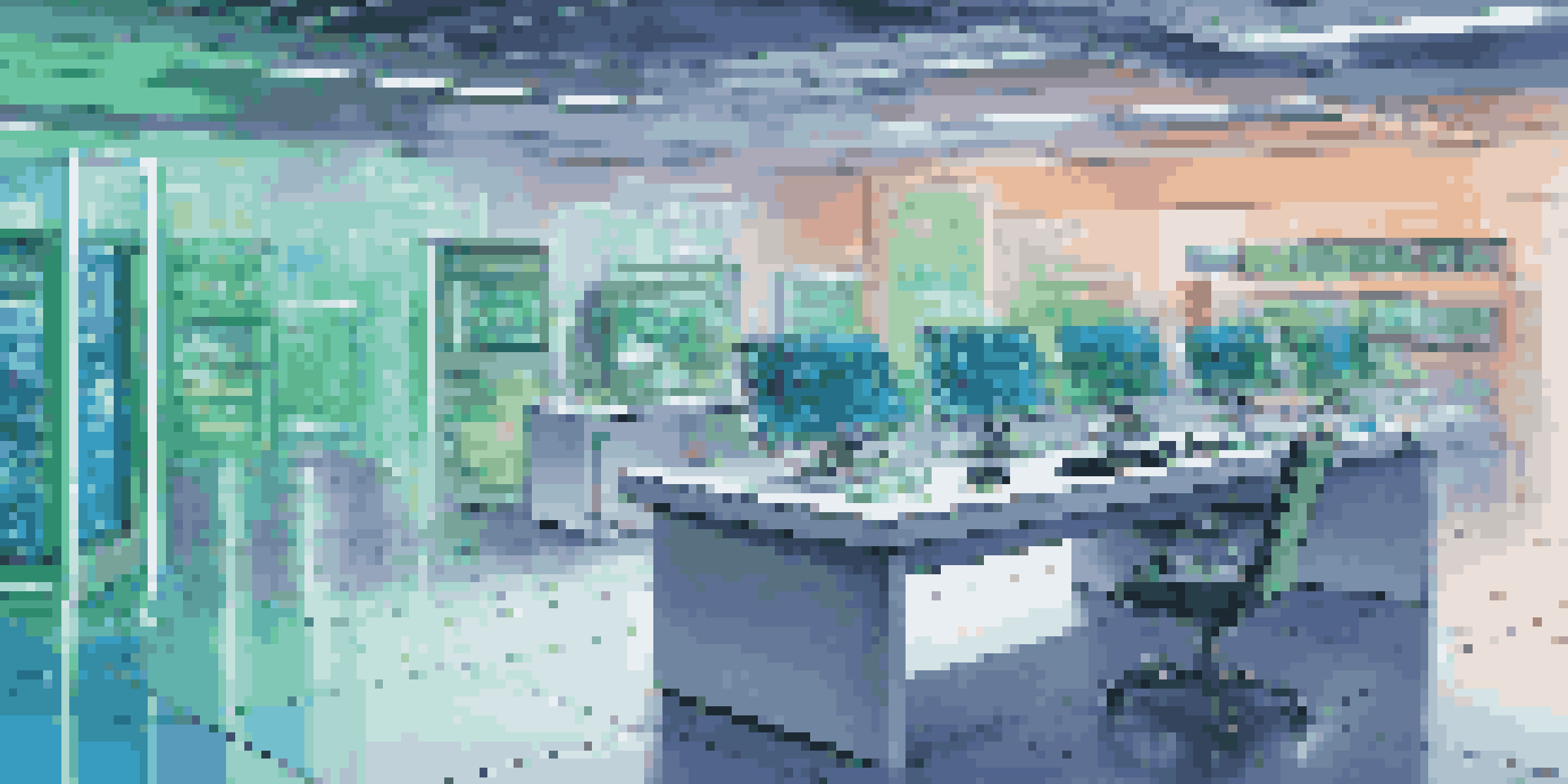 A modern laboratory featuring a futuristic quantum computer, with glowing qubits and high-tech equipment under soft white lighting.