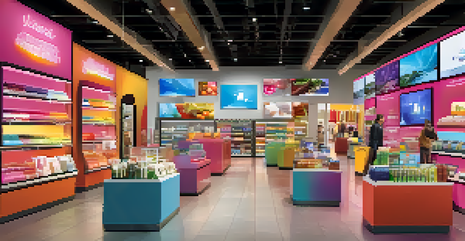 A retail store featuring personalized digital displays and shoppers interacting with technology.