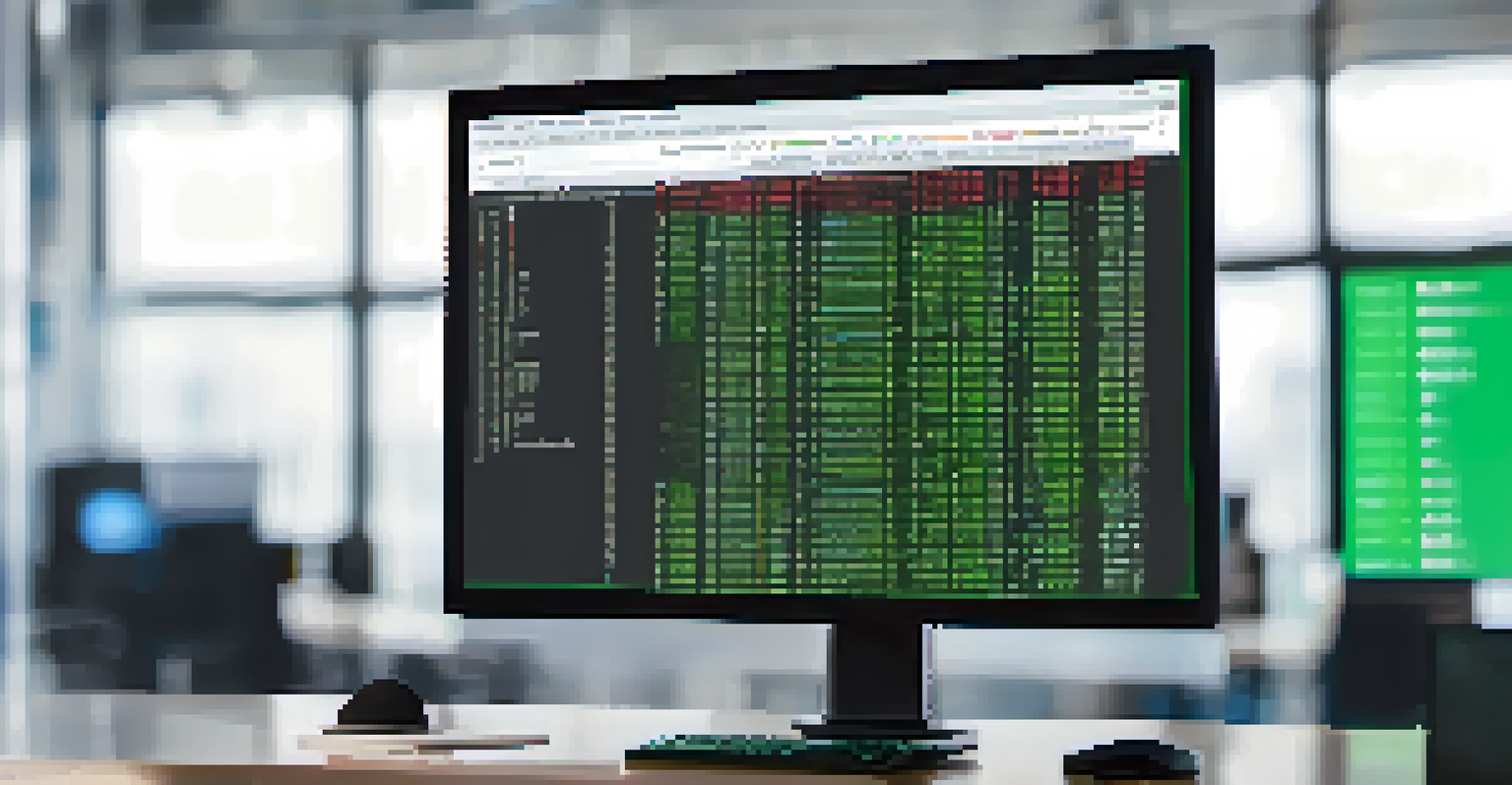 Close-up of a computer screen showing a code editor with automated testing results, featuring green and red indicators for test outcomes, set in a blurred office background.