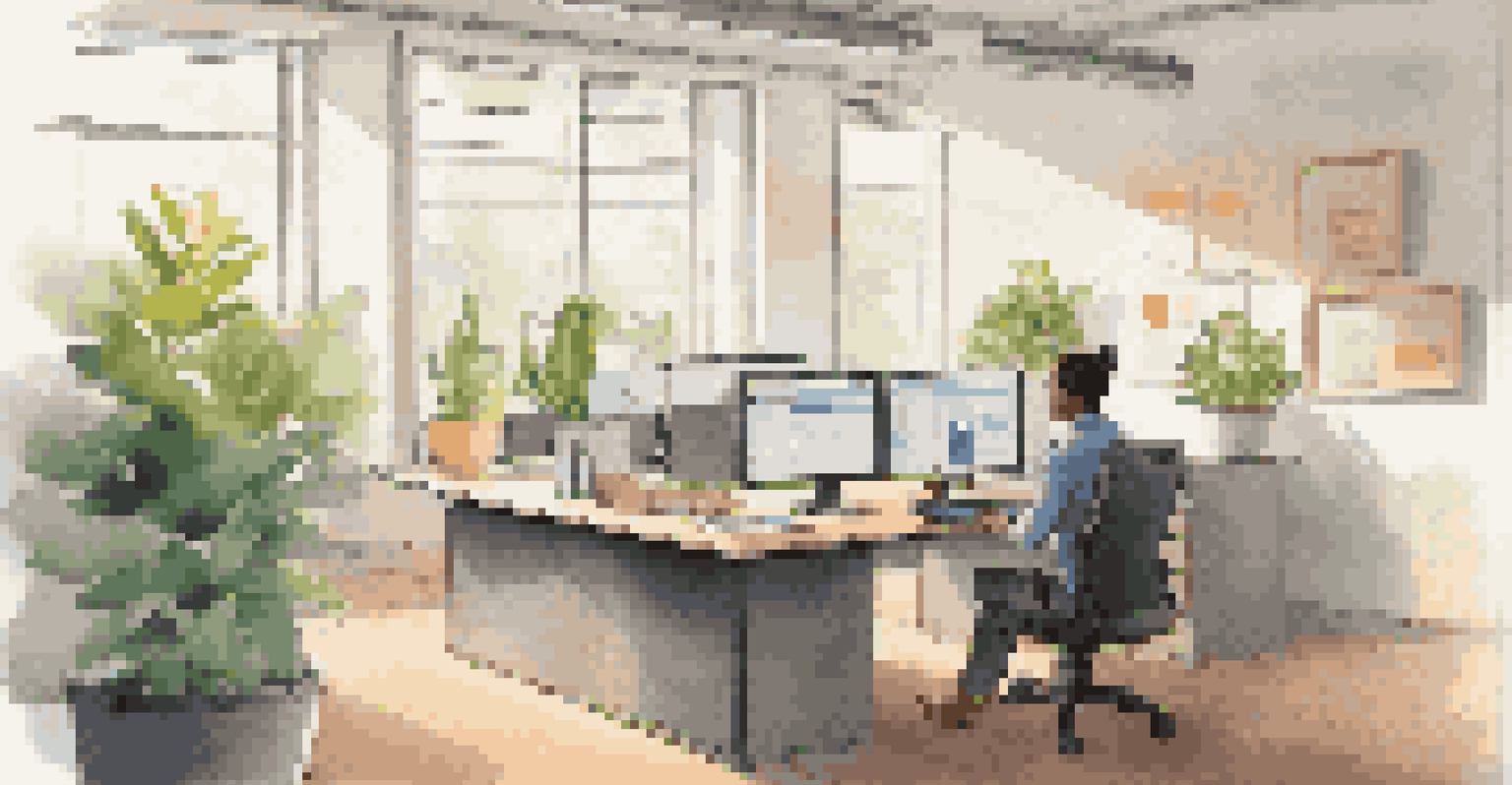 An employee focused on a data privacy training module displayed on a computer screen in a serene office environment.
