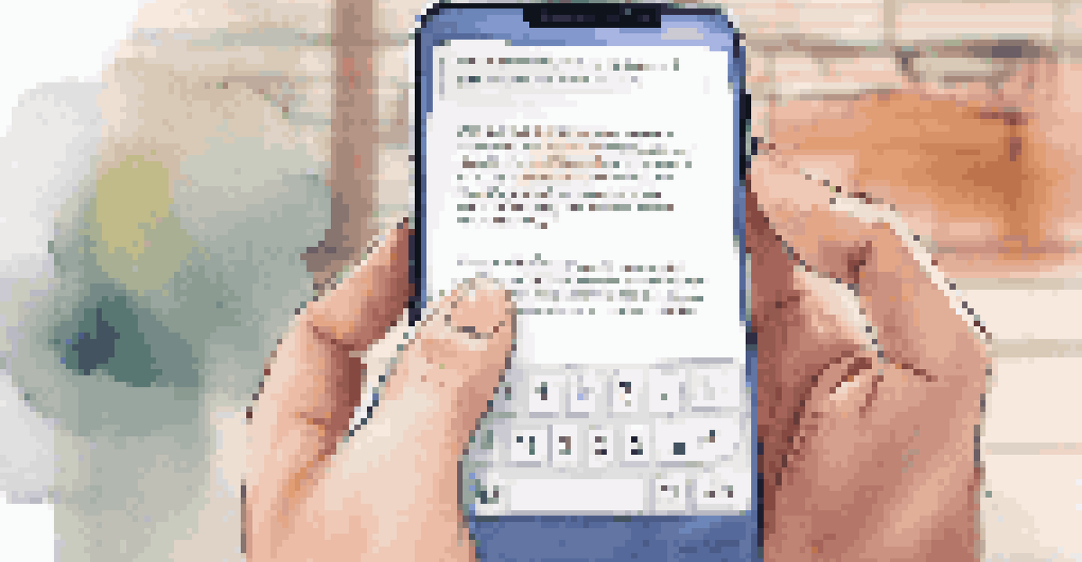 A close-up of a smartphone displaying an AI writing assistant, focusing on email improvement suggestions in a cozy setting.