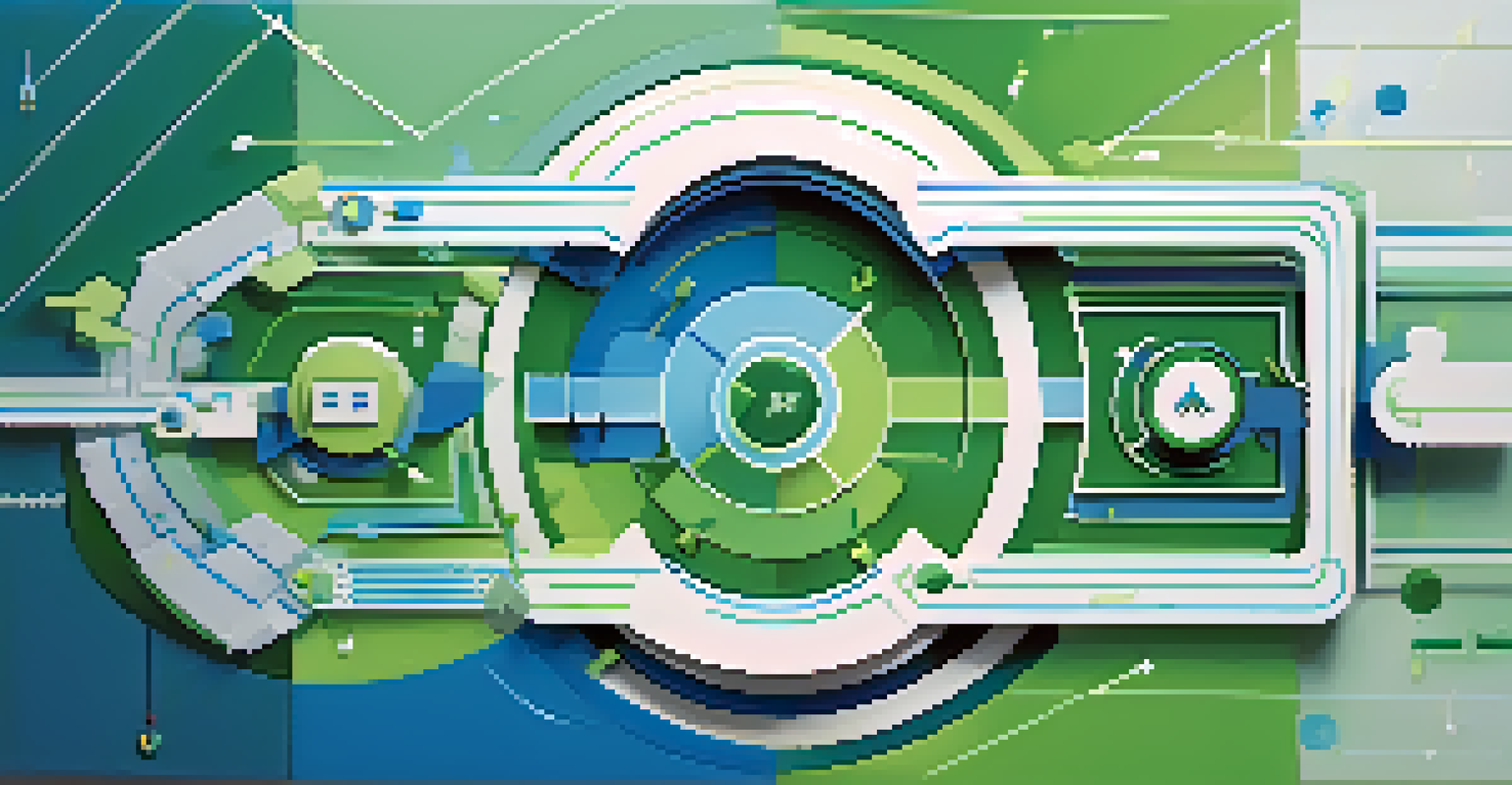 An abstract visual of a feedback loop with arrows and icons, using a blue and green color scheme to represent user feedback and design processes.