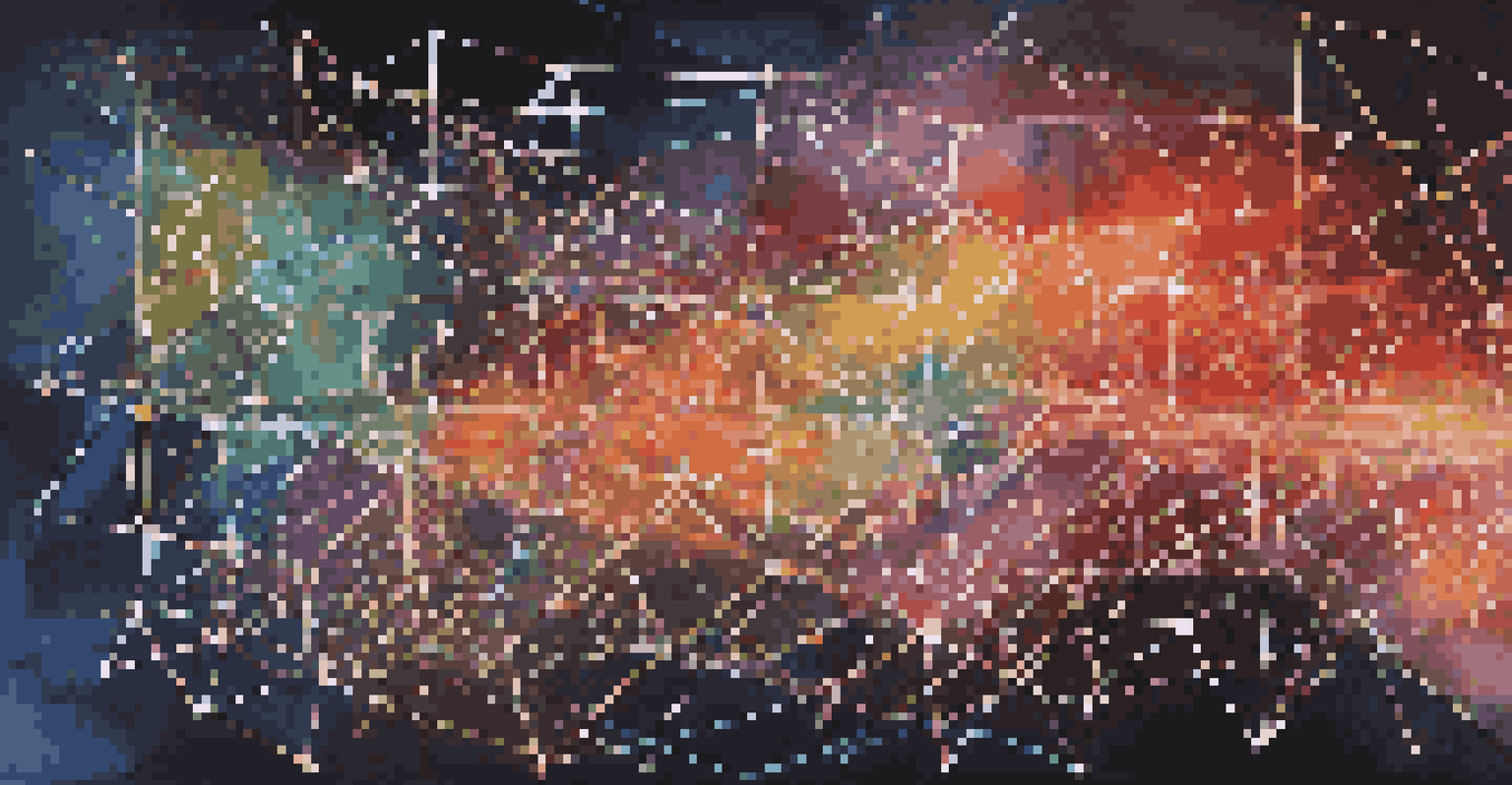 An abstract illustration of interconnected data nodes and lines in bright colors against a dark background, representing data integration.