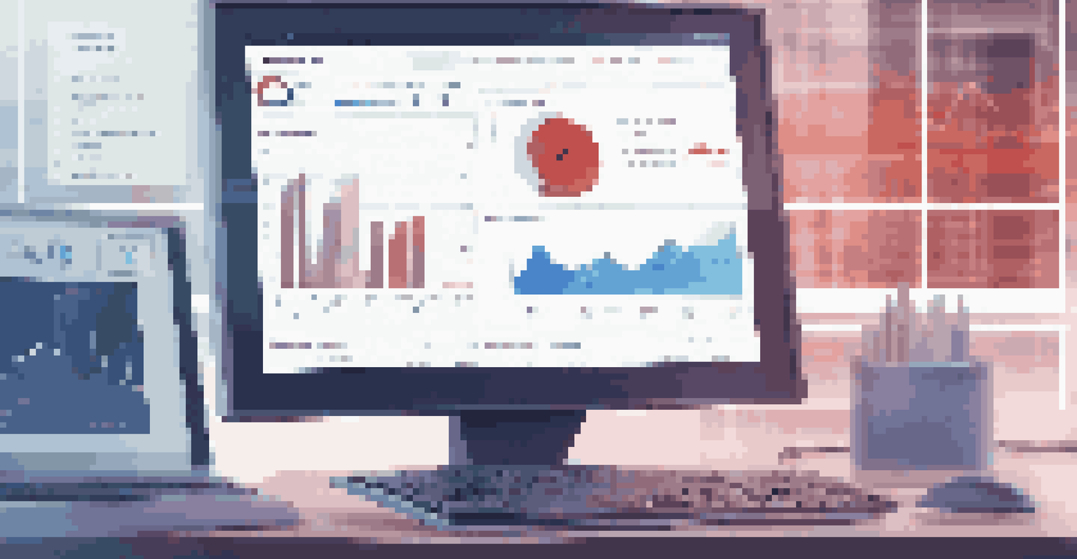 A computer screen showing an application performance monitoring dashboard with real-time data graphs and alerts, set in a tech workspace.