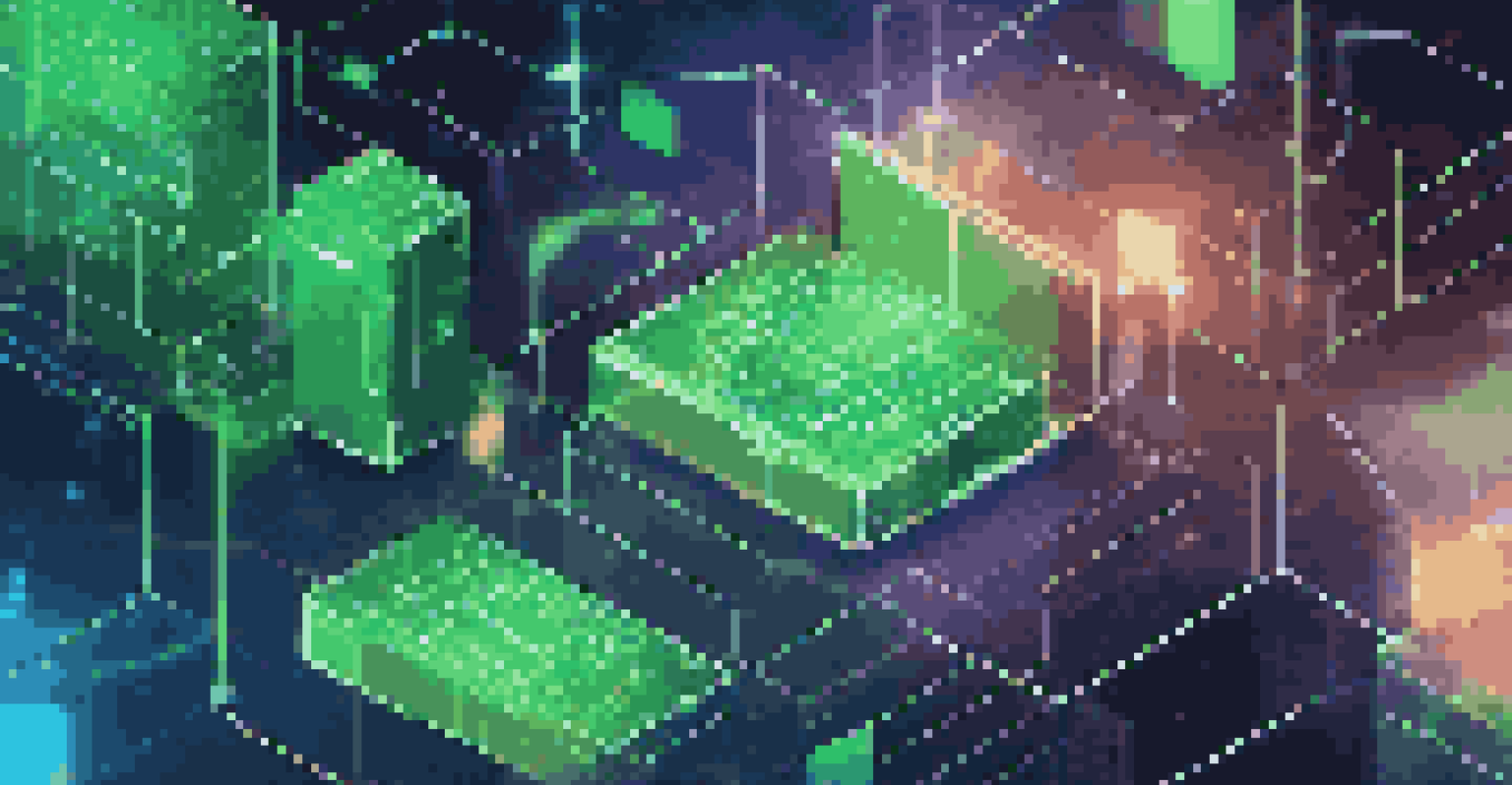 A close-up of a blockchain transaction visualized as a glowing digital chain.