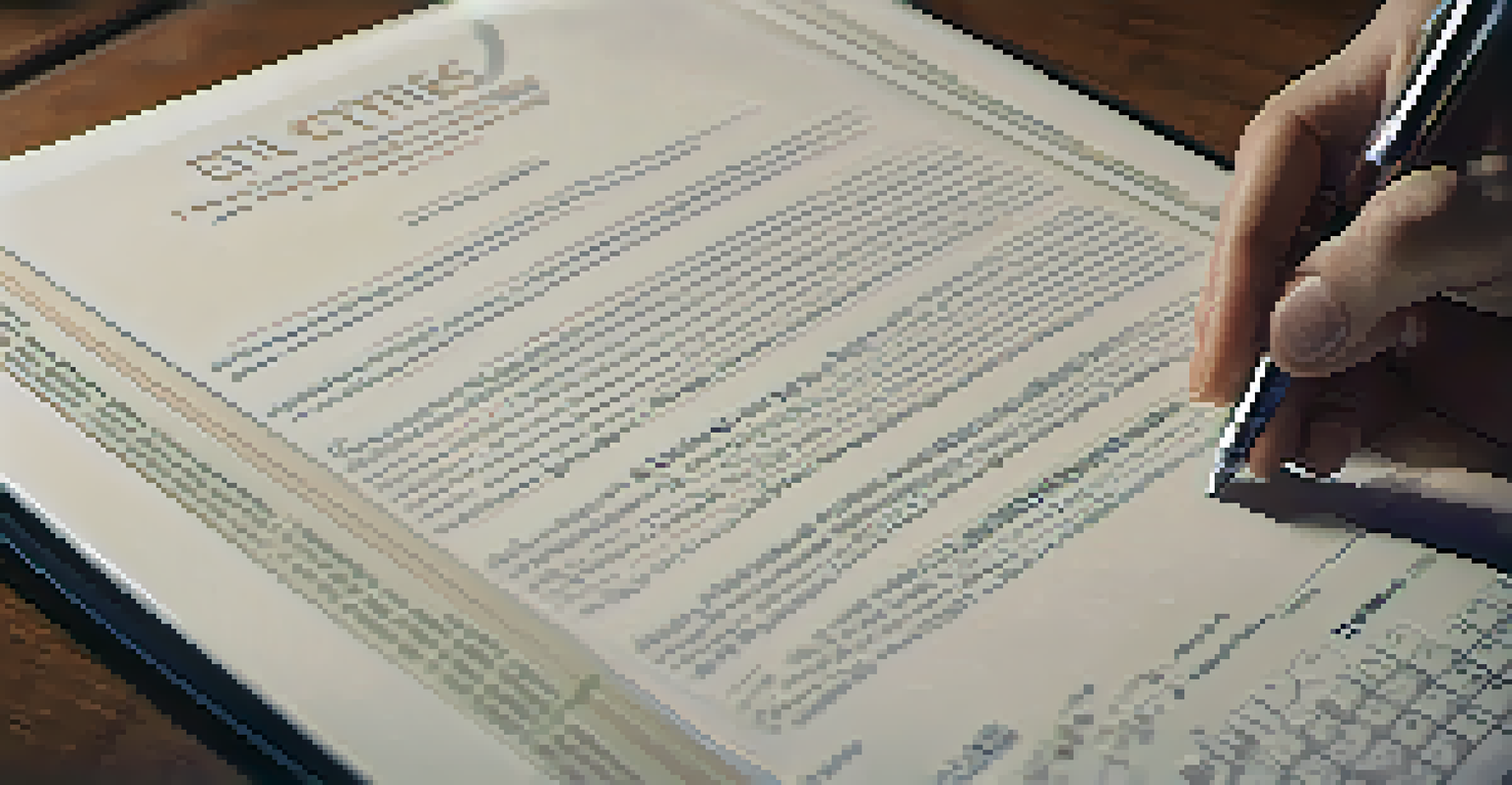 A computer screen displaying AI ethics guidelines with a hand holding a pen, set in a softly lit office with a blurred bookshelf in the background.