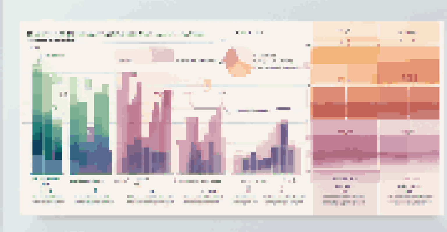 An infographic depicting a bar chart and line graph side by side, illustrating financial trends with annotations explaining key data points.