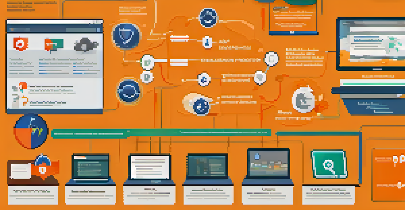An infographic illustrating the key features of secure browsers with icons and a harmonious color scheme.